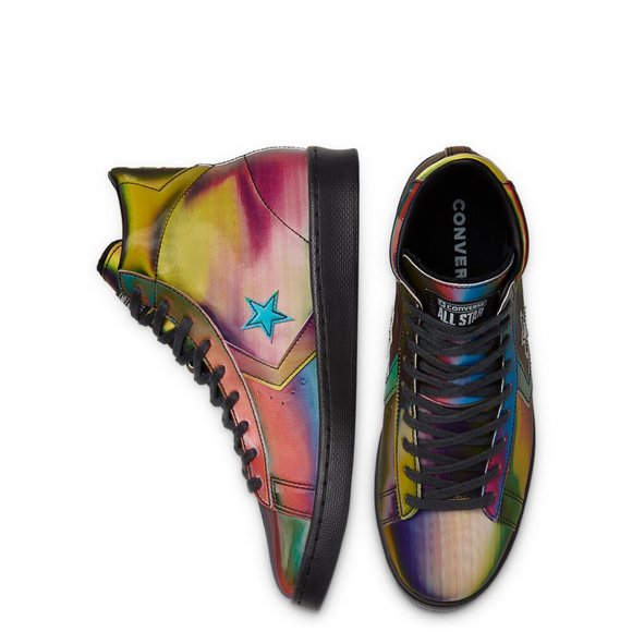 NIB Converse Pro Leather Iridescent Mid Black/Mult - Picture 3 of 14
